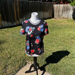 Tory Burch Black Floral Blouse